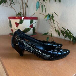 Mjus Black Kitten Heel Patent Pointed Toe Shoes Women 39
